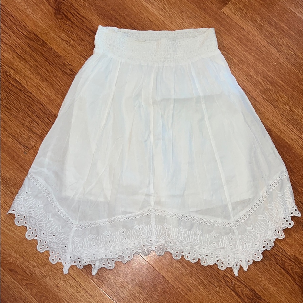 Style & Co. White A-Line Skirt with Lace Trim